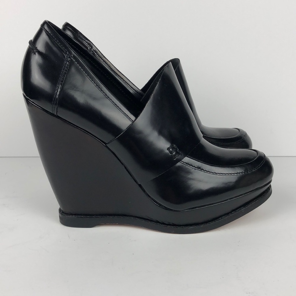 Sam Edelman Wedge Platform Size 8M Black Leather